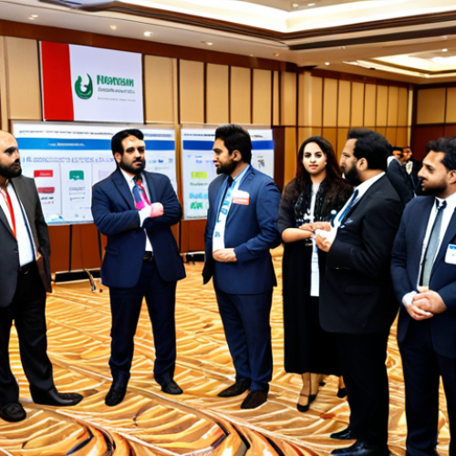 Home 4 Regulatory Compliance Professional**
* **Prompt:** A diverse group of professionals networking at a regulatory compliance conference in Pakistan. Emphasize modern attire, name badges, and an energetic atmosphere. The background includes a modern conference hall with Urdu banners and displays.
**